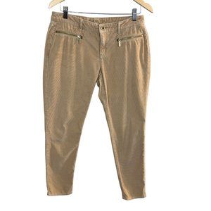 Michael Kors Corduroy Pants 4 Womens Khaki Tan Skinny Leg‎ Zip Pockets MK